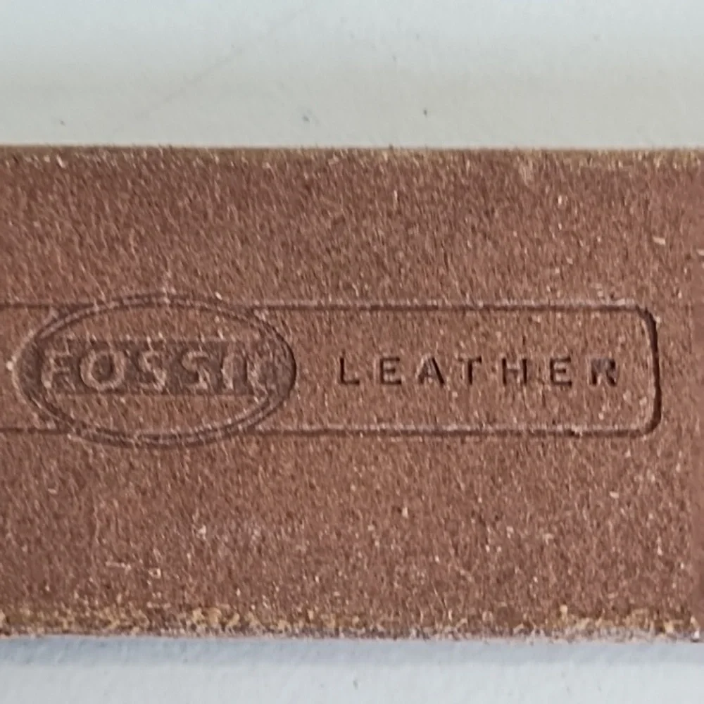 Brown Tooled Leather Belt with Coppery Metal Buckle With Rhinstones